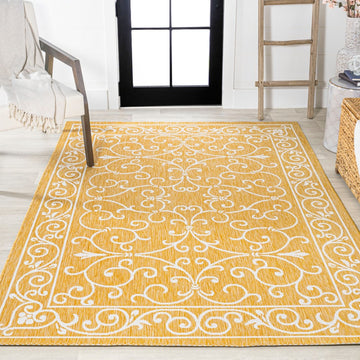 Charleston Vintage Filigree Textured Weave Indoor/outdoor Area Rug
